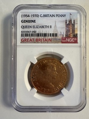 NGC MS64 RD 1967年 イギリス ブリタニア ペニー 大型銅貨 1967 G. Britain Penny Queen Elizabeth II NGC Certified | eBay