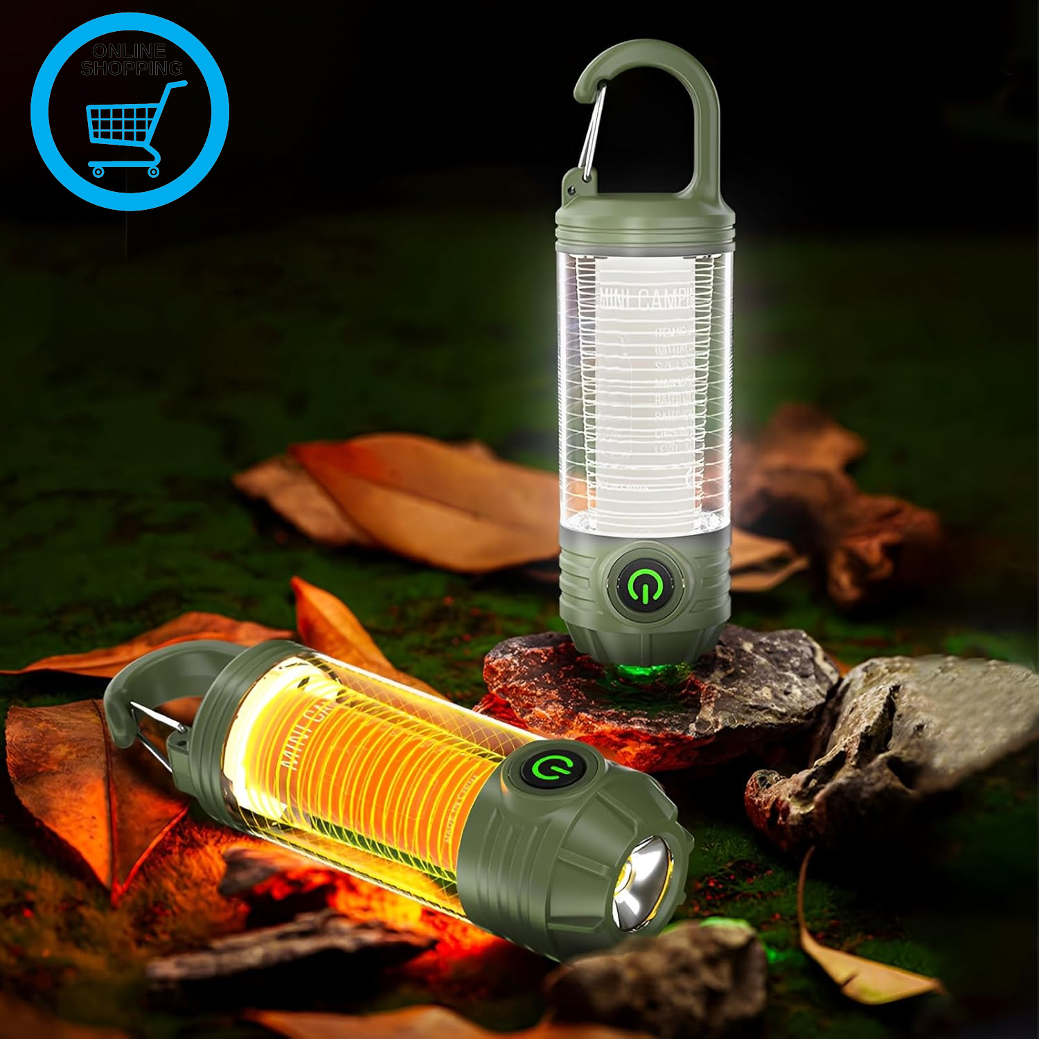 2 Pcs Rechargeable LED Mini Camping Light, Portable Outdoor Camping Lantern with