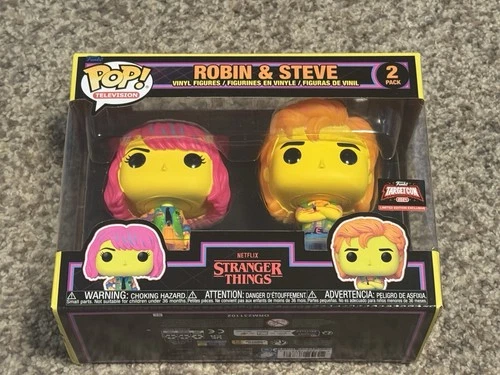 Funko Pop! Stranger Things ~ Robin & Steve 2-Pack ~ Black Light Target Exclusive