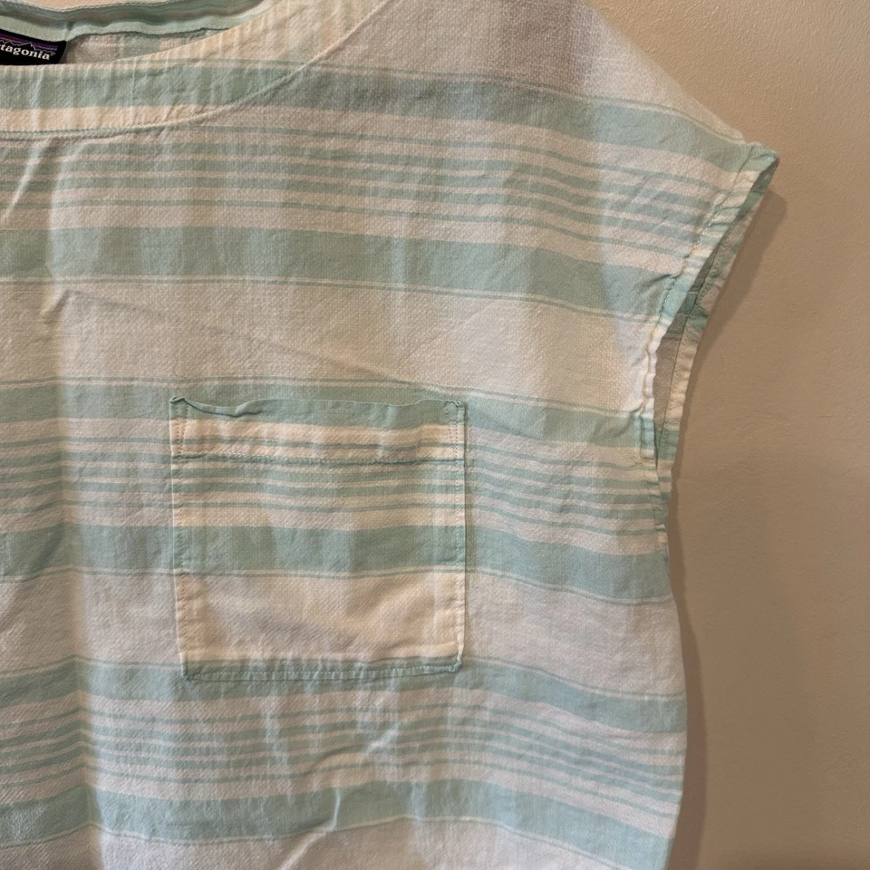 Patagonia Camisa Grande Ligera A/C Azul y Blanco Pastel Rayas Cizalla Foto 2 de 4
