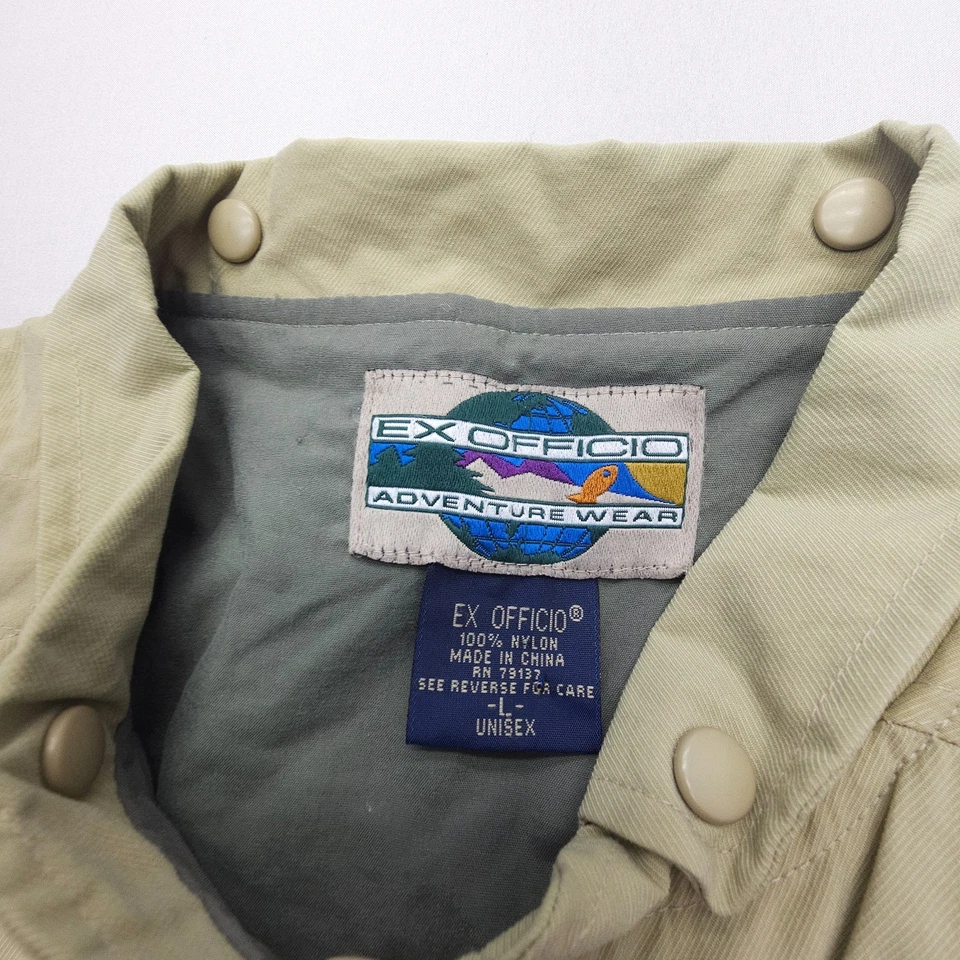 ExOfficio Fishing Vest Mens Large Tan Cargo Safari Full Zip Hiking Lined Vented - Image 3 of 4