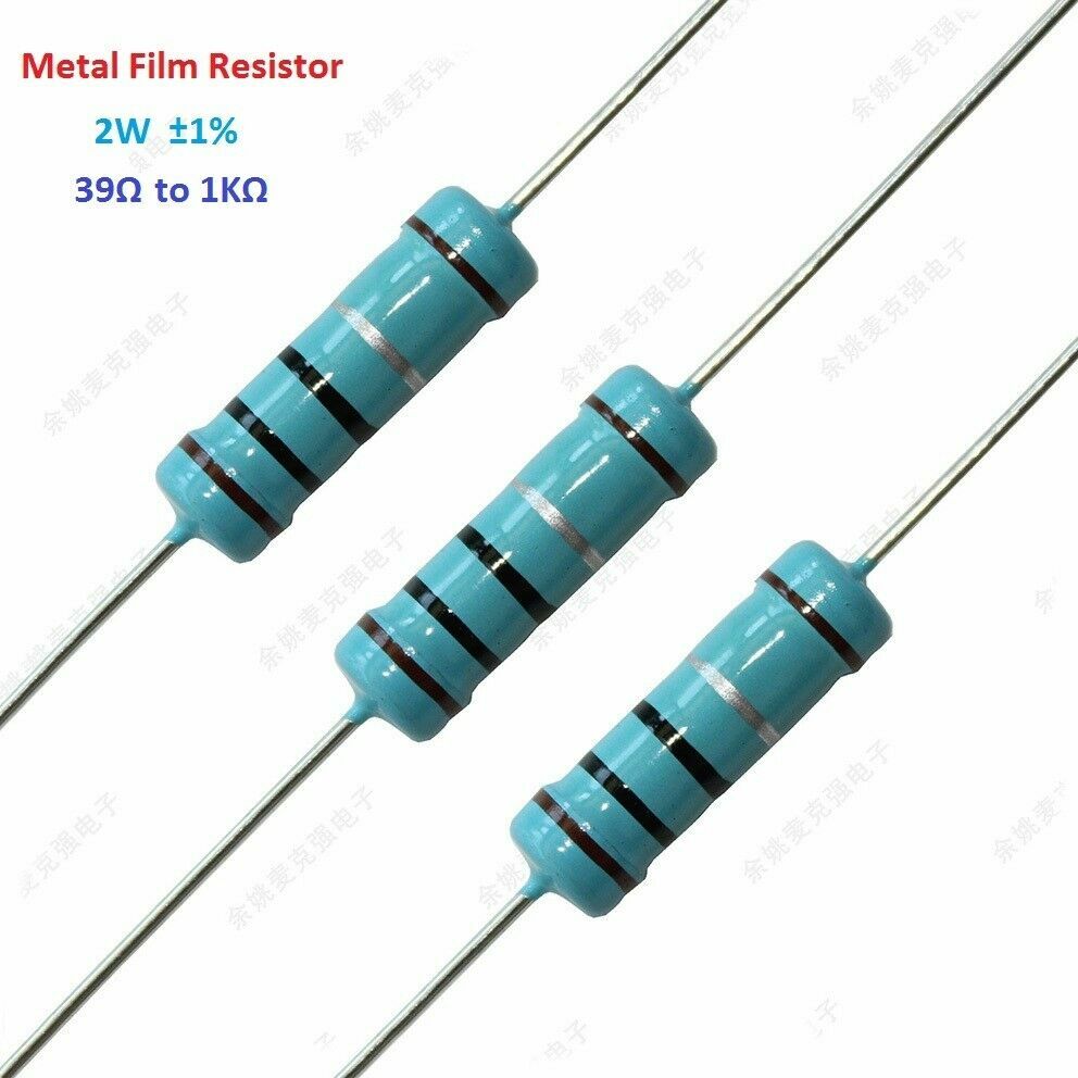 Brand New! 2W Power Metal Film Resistor 1% Tolerance 39 Ohm to 1K Ohm ...