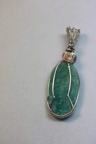 Wire-wrapped stone necklaces-Amazonite Stone SS 925 - Picture 25 of 25