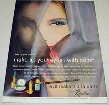 1961 Print Ad Revlon Eyemakers a la carte Eye Shadow Makeup Pretty Lady
