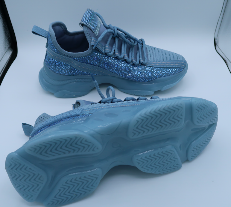 Steve Madden Women's Maxima Rhinestone Sneakers Baby Blue Size NEW