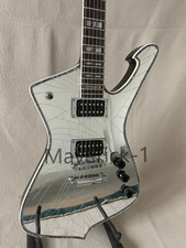 Iceman Paul Stanley Electric Guitar Silver Super Cool Cracked Mirror