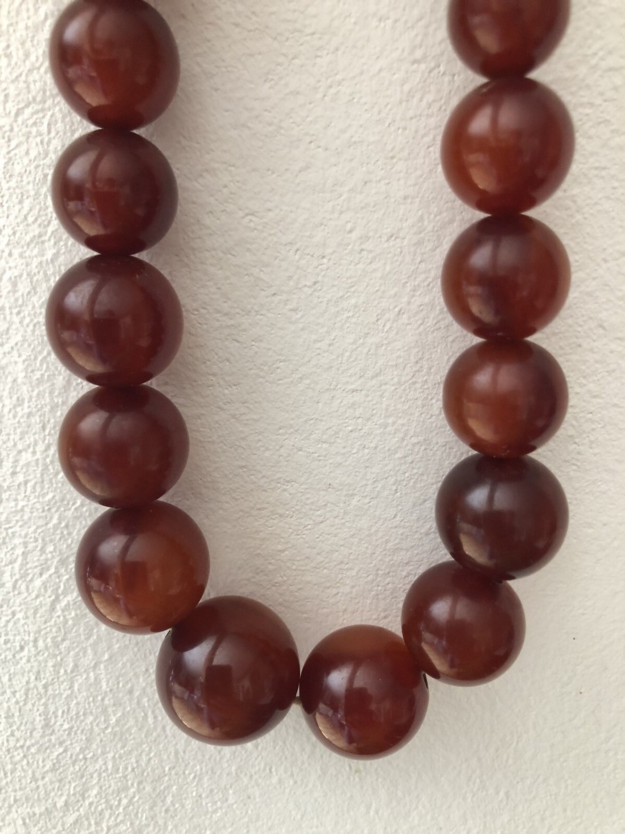 Collier Ancien En Bakélite Marron - Bijou Vintage Rétro - Occasion à Porter Ou Collectionner