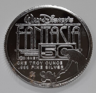 1990 50th Anniversary of Disney's Fantasia 1oz Silver Round