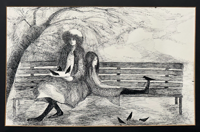 Barbara A. Wood Signed Original Pen & Ink Drawing Framed 22