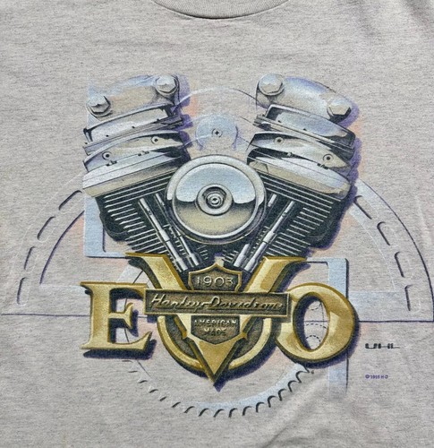 Vintage Harley Davidson Evolution Engine Shirt EVO Single Stitch Size M 1995 - Picture 2 of 9
