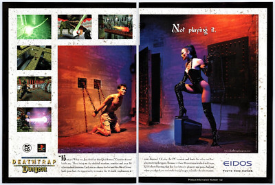 Vintage Print Ad 1998 Deathtrap Dungeon PC PS1 Promo Art Gothic Dominatrix