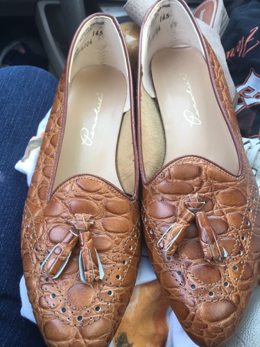 SZ 7 1/2 Shoes Pinwheels Leather Slip On with Tassel, 1/2” Heel, Caramel Brown