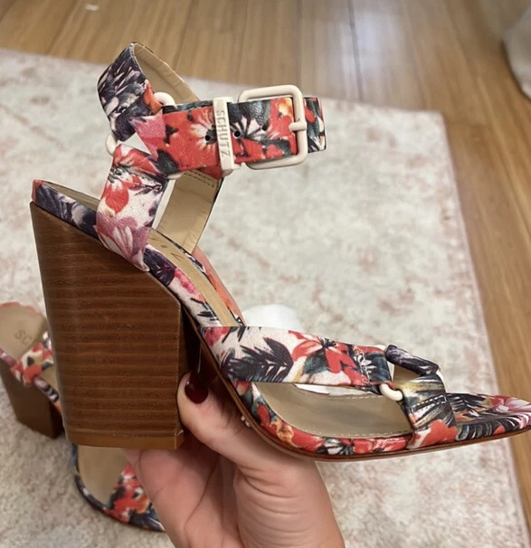 NWOT Schutz Floral print chunky heel with buckle closure around the ankle - Image 3 of 4