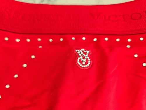 Victoria's Secret Logo Micro Shine Thong - M, L - VS Black Red Panty NWT - 第 8/12 張圖片