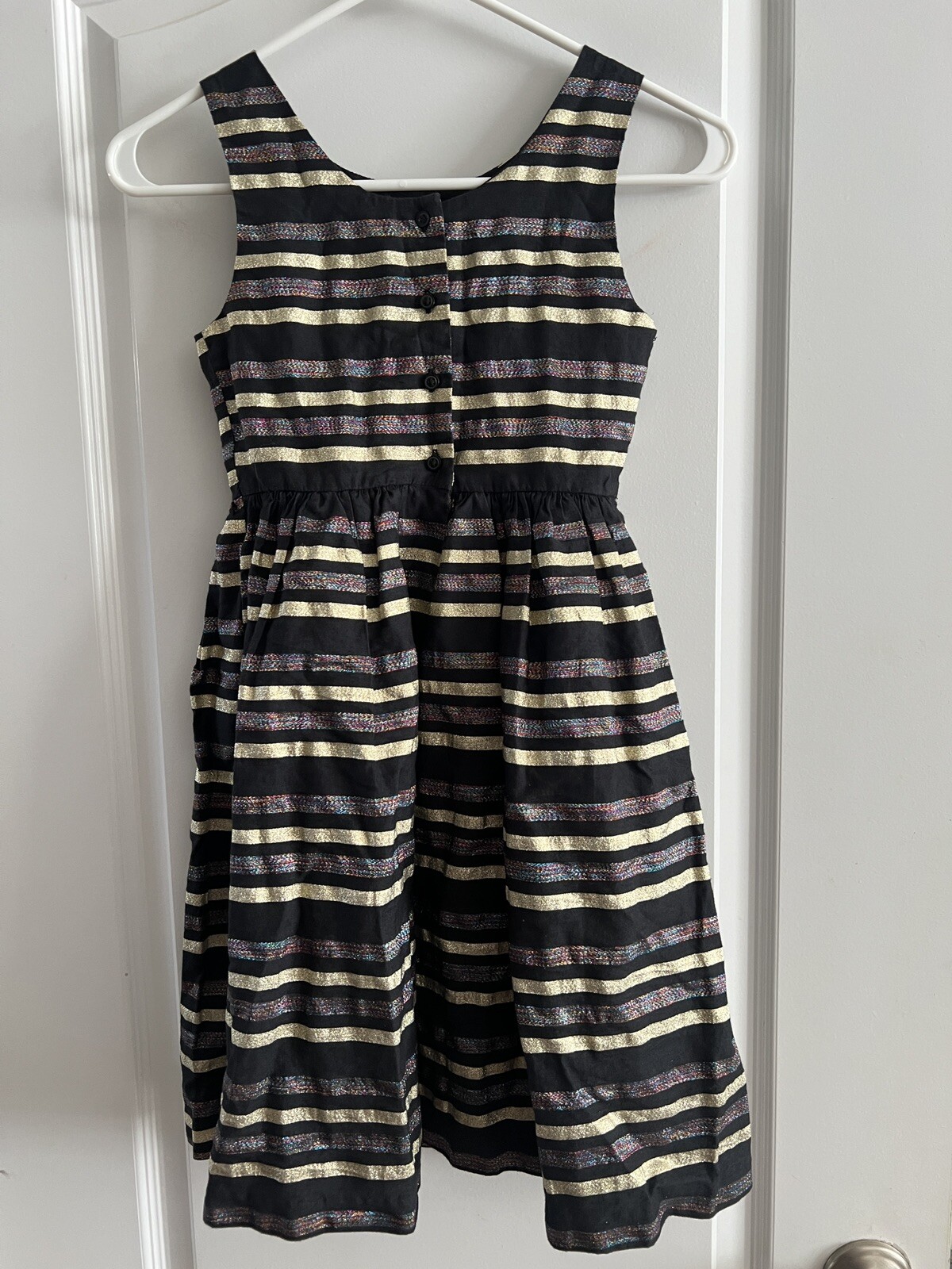 Gymboree Girls Black Gold Stripe Christmas Party Shimmer Holiday Dress ...