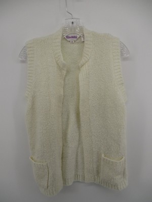 Elles Belles Medium Sleeveless Open Knit Acrylic Cardigan Vest - Flawed