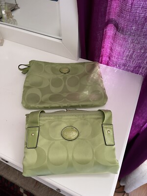 Coach Large Green Signature C Print Travel Weekender Tote
