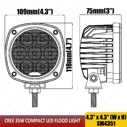 35W Led Compact Work Light For Case Backhoe / Crawler Dozer / Wheel Loader+ - Picture 12 of 12