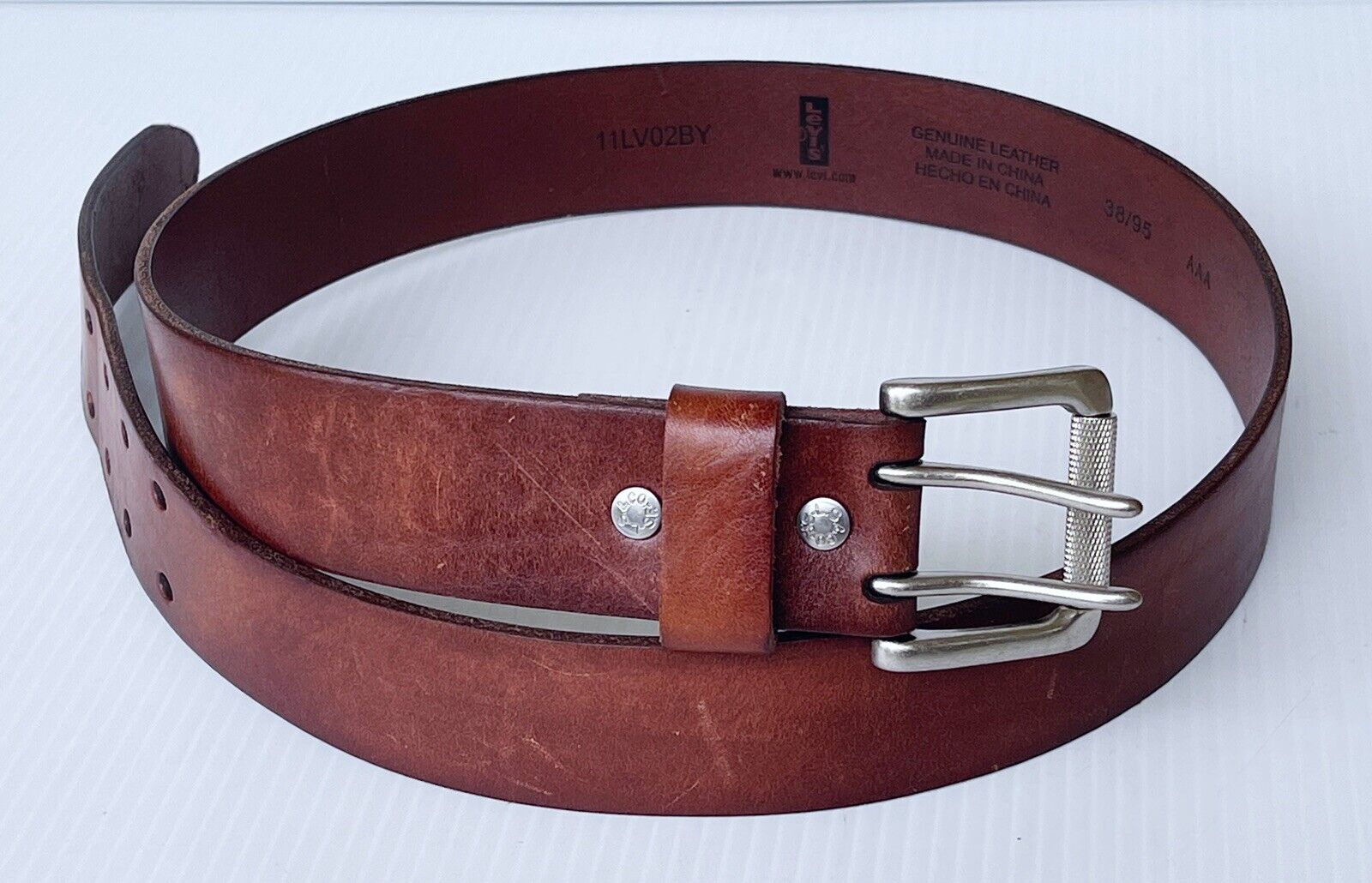 100% Genuine Levi's Mens Casual Leather Double Prong Belt, Rare . Size  38 | eBay