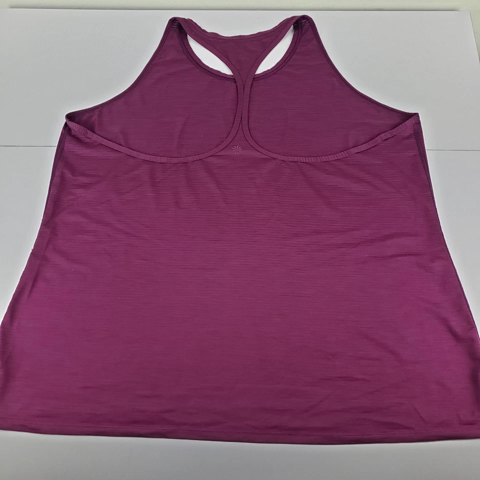 Camiseta sin mangas Athleta cuello alto sombra rayas chi espalda deportiva para mujer 2X púrpura Foto 2 de 4