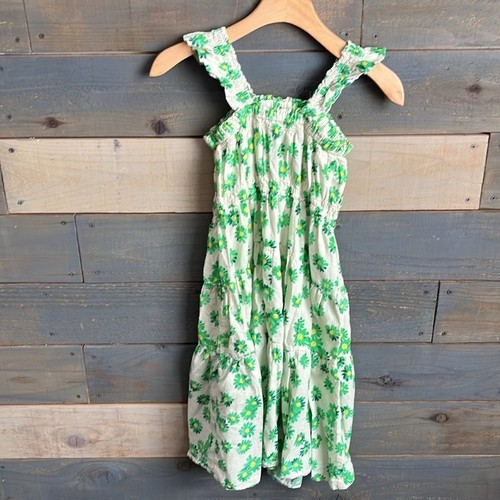 Zara Girls Floral Tiered Summer Dress Midi Green Size 13 - Picture 3 of 6
