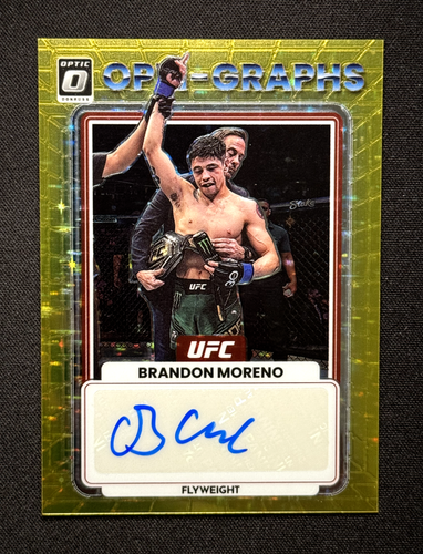 Brandon Moreno 💥 OptiGraphs GOLD STARS FOTL 1/3 Bookend! 2023 Donruss Optic UFC - Picture 2 of 3