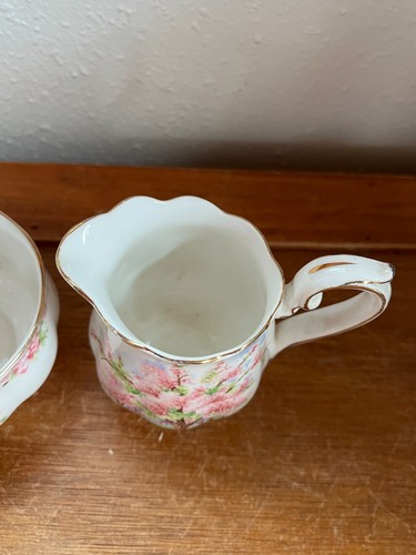 Crema de porcelana y azúcar vintage Royal Albert Crown China FLOR TIME marcados con - Imagen 3 de 12