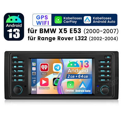 Android 13 Autoradio CarPlay GPS Navi DAB SWC WIFI RDS Für BMW X5 E53 M5 3er E39