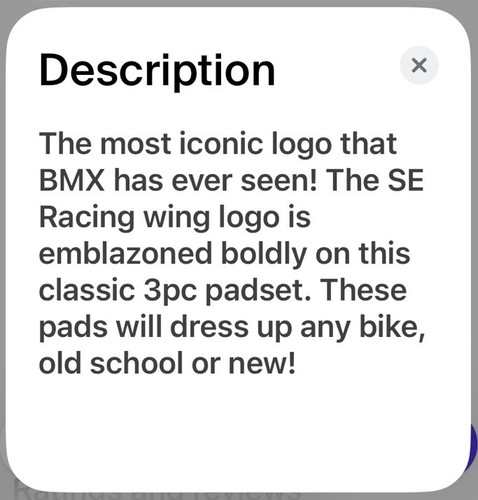 Se⚡️Racing Bmx⚡️Innovations “WINGS” 3-Piece Pad Set - Picture 2 of 7