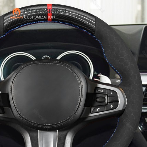 Funda de volante de gamuza en relieve PU fibra de carbono para BMW G20 G21 F40 F44 G22 G26 G30 - Imagen 4 de 9