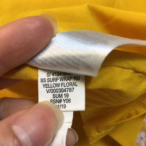 Antiguo Vestido Azul Marino Midi Envolvente Talla S Mujer Amarillo Floral Cuello en V Cintura Elástica Cinturón - Imagen 7 de 16