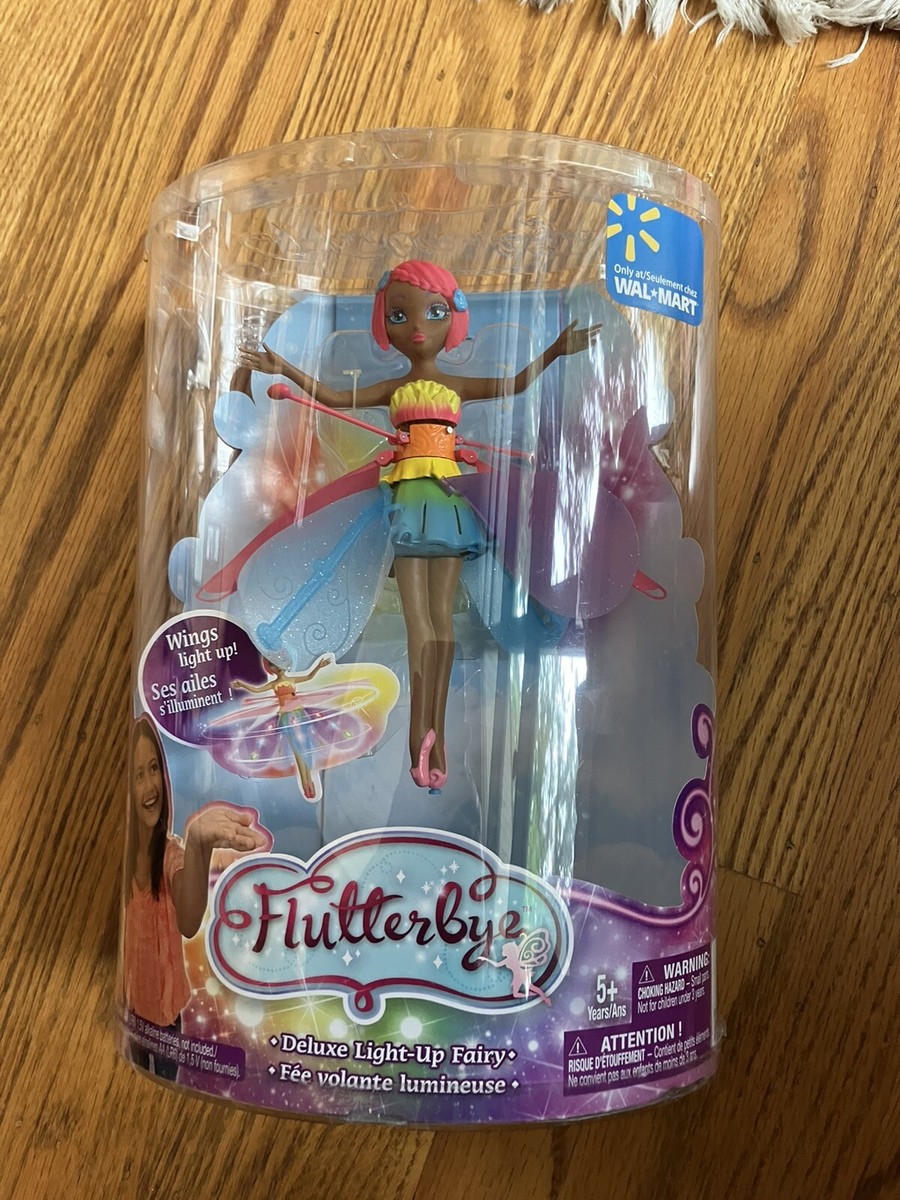 New Flutterbye Rainbow Flying Fairy Pink Hair Spin Master Light Up