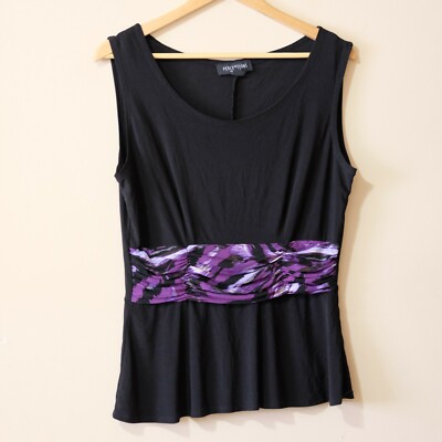 Perceptions New York Black/Purple Fitted Sleeveless Top Blouse Size 12 #p20-100