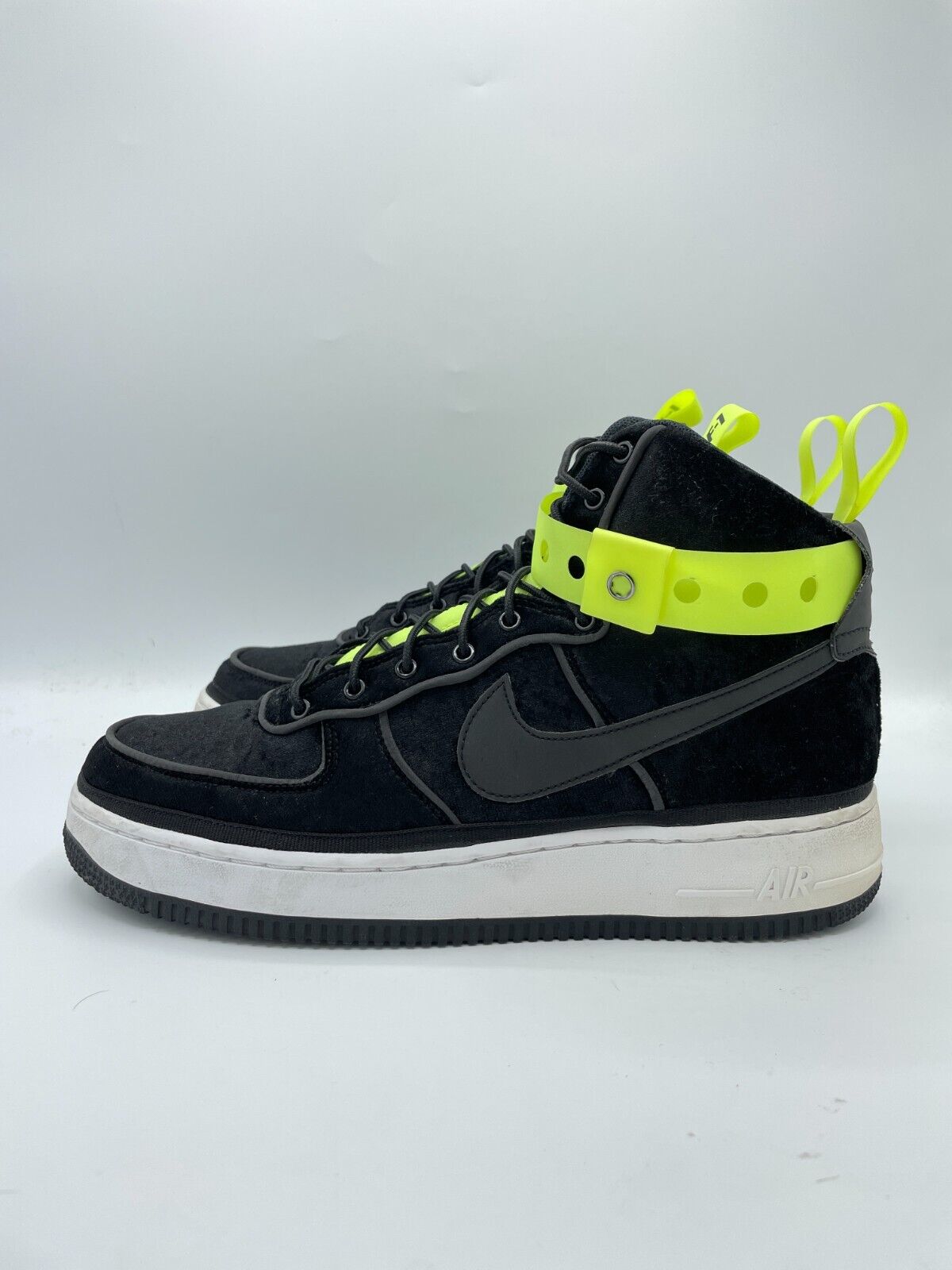 Size 9 - Magic Stick x Nike Air Force 1 VIP Black Velour Yellow Volt