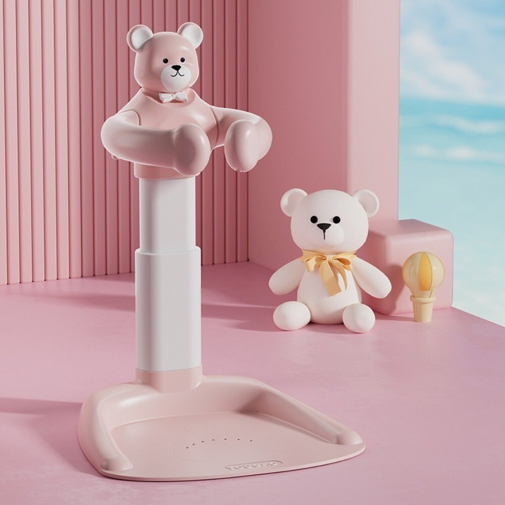 Jfxgjuv Adjustable Baby Shower Stand With Anti-Slip Base, Baby Bath With Stand, 6-36 Months Toddler Shower Standing Support, Bath Shower Standing Support, Easy Setup, Safe Design (Pink