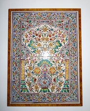 RARO antico ritratto di vaso e floreale firmato "FAFI" incorniciato con piastrelle datato 1926