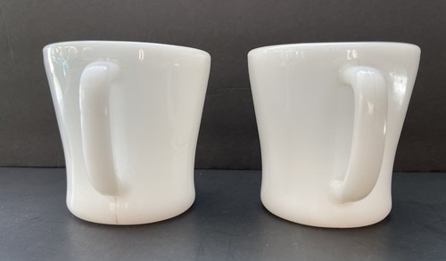 Vintage Federal Milk Glass Coffee Mugs Set Of 2 White D Handle Made In USA - 第 3/8 張圖片