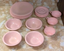 Russel Wright Flair by Northern Melmac PINK Mid Century Plates Saucers Cups 15x