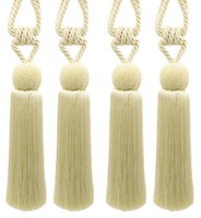 DÉCopro Perlen Quaste Zugband, Stil # TBBD8, Farbe #A2 - Creme [ Set Mit 4]