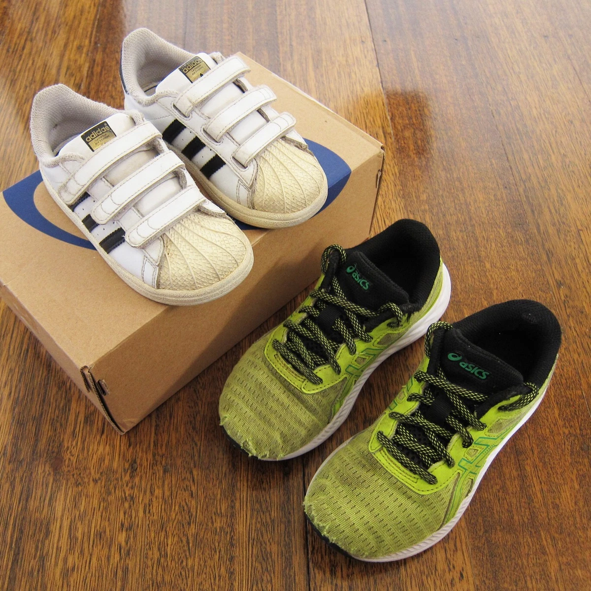 ASICS Gel Excite 9 ADIDAS Superstar 2 Pairs Kids Shoes US1