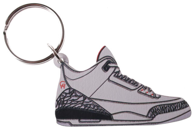 Good Wood NYC White Cement AJ3 3 Sneaker Keychain III Shoe Key Ring key Fob
