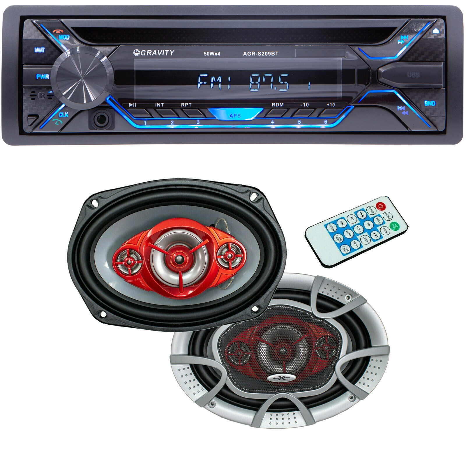 Gravity Car Audio CD Player w/ Bluetooth AM FM SD + 2x Sound