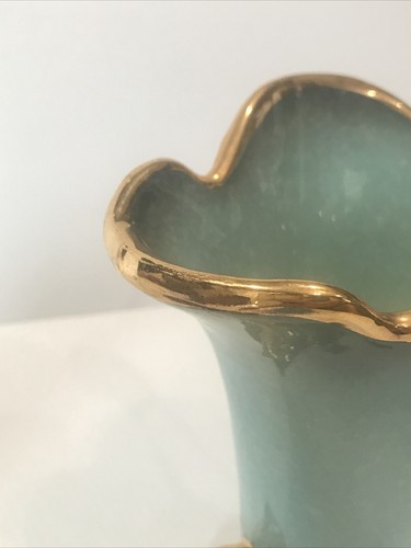 Vintage Hull Vase Blue Speckle MCM Royal Woodland 1950's USA Made W16 - Picture 7 of 10