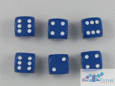 CHESSEX opaque 12mm SET OF 6 D6 BLUE-WHITE DICE MTG WoW