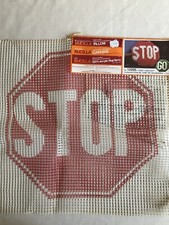 Vintage 1970s STOP and GO Bucilla latch hook pair of canvases