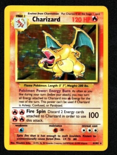 Pokémon Charizard Base Set 4/102 Unlimited English - Afbeelding 1 van 2