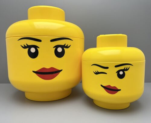 2 X LEGO Storage Head Kopf 8,5 & 2 Ltr. Aufbewahrung Box gelb klein & groß S & L - Bild 1 von 3