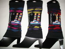 3 Pair Women ARGYLE LEG WARMERS Magenta/Teal, Purple/Lime, and Navy/Red