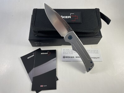 LNIB Boker Plus Gulo Pro 3.4'' Satin D2, Blue Ano, Designed By Steve Kelly