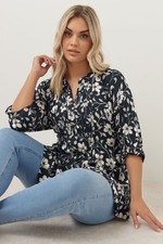 Image of Yours Curve Women's Plus Size Floral Print Pintuck Blouse